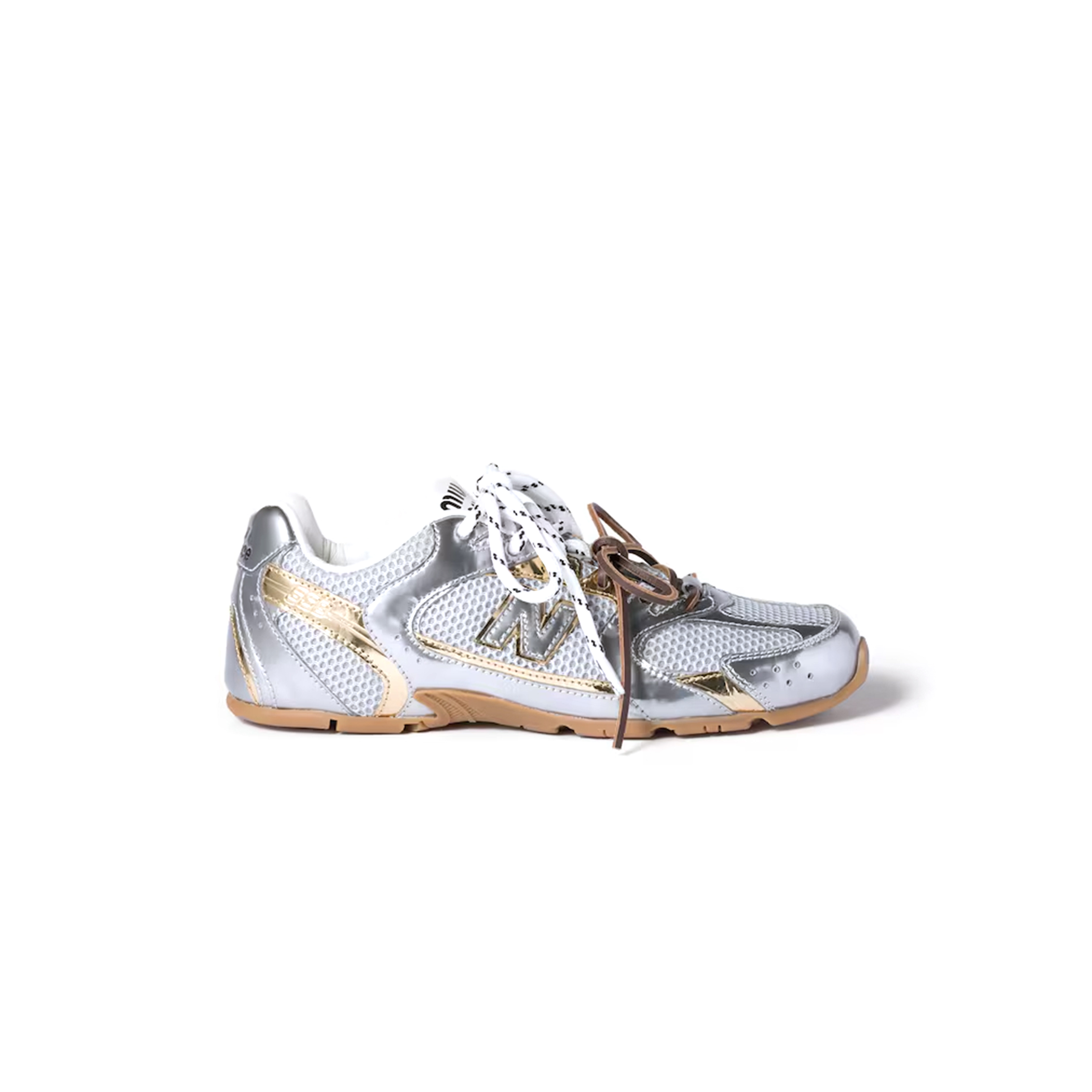 MIU MIU X NEW BALANCE 530 SL METALLIC LEATHER AND MESH SNEAKERS 5E165E MIU MIU X NEW BALANCE 530 SL METALLIC LEATHER AND MESH SNEAKERS 5E165E